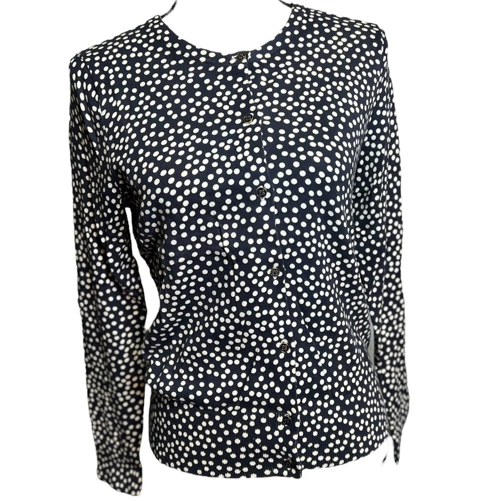 NWT Lands End Woman’s Soft 100% Supima Cotton Polka Dot Cardigan Sweater Sz SP